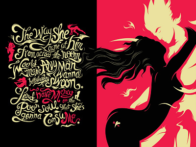 Lust - Typographic Illustration art black custom design figure hair handwritten illustration love red typography woman
