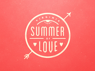 Summer of Love badge cupid dusty heart love pink red summer texture typography