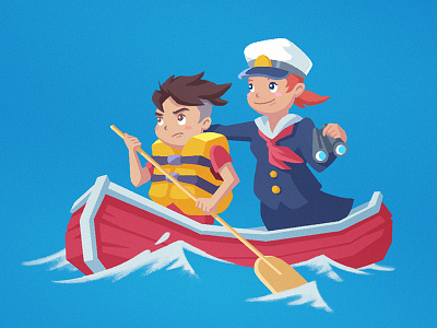 Ponyo 2: A Salty Relationship blue boat boy fan art ghibli girl illustration ocean ponyo sea water