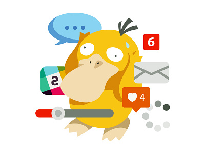 Psy Yai Yai flat icon illustration message minimalism notification pokemon psyduck simple slack ui