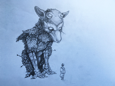 The Last Guardian sketch art creature dog drawing feathers last gaurdian monster sketch