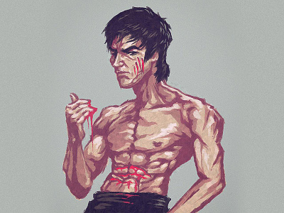 Bruce Lee blood bruce lee character design digital figure icon muscle painting person red texture