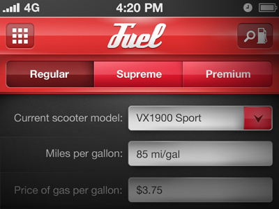 Fuel App 4g app black car fuel gas gray grey iphone joseph le modern motorcycle red scooter shiny silver sleek volpe