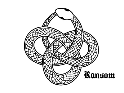 Ransom Graphics Package Detail - Ouroboros blackandwhite branding crossfit design graphic design graphicspackage hand drawn illustration knot ouroboros snake tshirt vector
