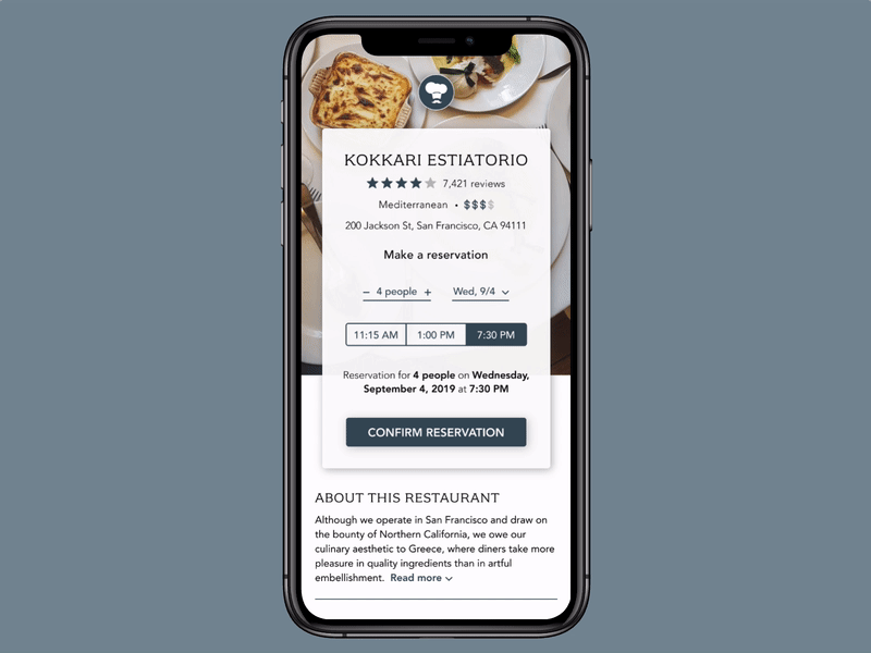 Landing Page for Restaurant Reservation App