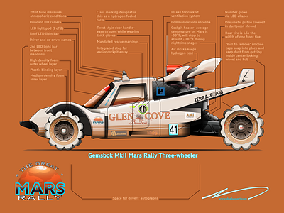 Mars three wheeler infographic branding design illustration info graphic logo mars outer space racing vector