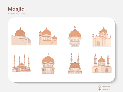 Masjid Illustration Bundles element pastelcolor