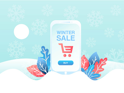 Winter sale animation app artwork blue colorful cool design discount flat frozen gradient hello dribble illustration sale smartphone snow vector winter