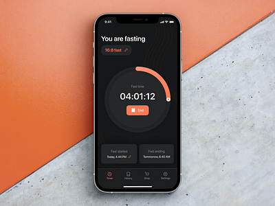 Fasting App app dark mode design diet fasting health care interaction mobile progress timer ui ux