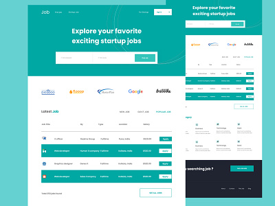 Job Search Website Landing Page Concept