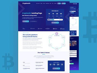 Cryptocurrency Ico sell landing page concept