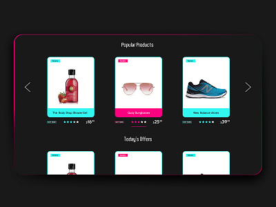 Kanarya e-commerce item showcase dark theme e commerce items neon ui