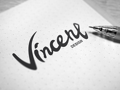 Vincent Design brand branding design font identity logo pencil sketch typeface