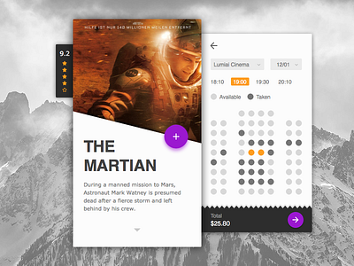 Day 003 - Cinema Application android cinema martian material mobile seat select ticket ui