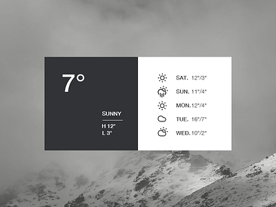 Day 006 - desktop weather app black clean flat interface ui weather white widget