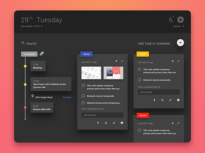 Day 011 - Task Schedule card data material design schedule task timeline ui weather website