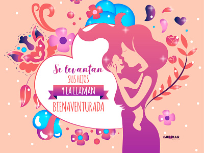 Mother´s Day aplicación diseño female femenina festejo flores fuerza hijo icono illustartor ilustración ilustración digital madre rosa violeta
