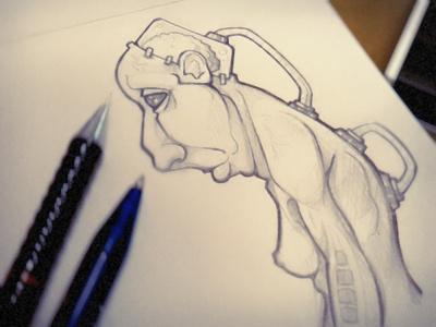 Drone illustration ink line art pencil sketch