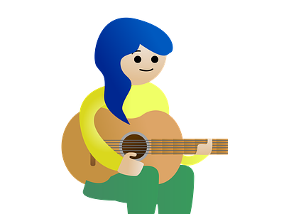 Girl Playing Guitar acoustc blue blue hair girl greens guitar guitarra guitars human illustration illustration art person vector vector art vector illustration yellow