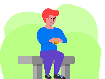 Eating Hamburger bench blue eating green hamburger human illustration person sitting vector vector art vector illustration vectors