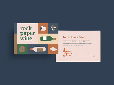 Wine Club postcard beverage branding flat food hospitality icons illustration packaging paper rock vector wine