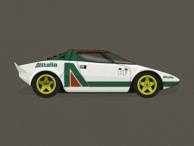 Alitalia Stratos car flat illustration rally vector vintage
