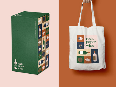 RPW Box & Tote Bag beverage box branding food icons illustration logo packaging paper rock tote bag vector wine