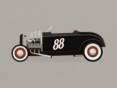 Flat Head Roadster car flat ford hot rod illustration vector vintage