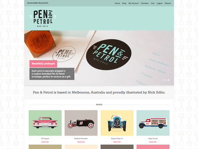 Pen & Petrol Website brand identity cars illustration logo vintage website