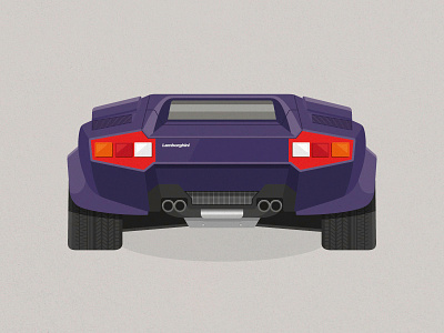 Countach car flat illustration lambo purple vector vintage