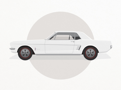 66 Mustang Coupe car flat illustration mustang vector vintage