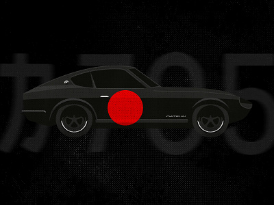 240z Black black car dark flat illustration japan vector vintage