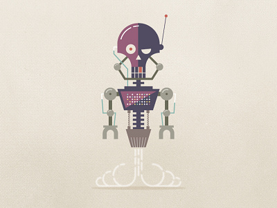 Skullbot flat illustration robot skull vector