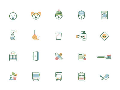 Childcare Centre icon set child icons illustration kids learning preschool vector