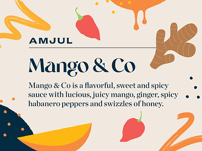 Sauce label concept branding flat ginger habanero honey illustration juicy logo mango marinade peppers sauce spices spicy sweet vector