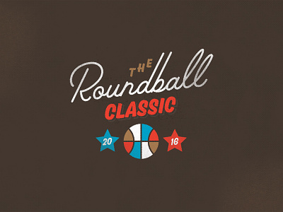 Roundball Classic all star basketball hoops illustration logo retro throwback vintage