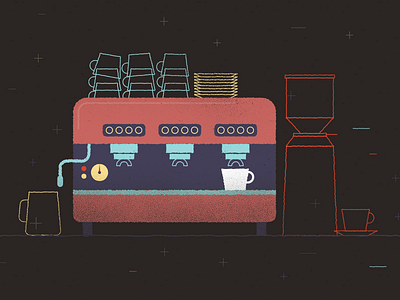 Espresso machine coffee illustration vector vintage