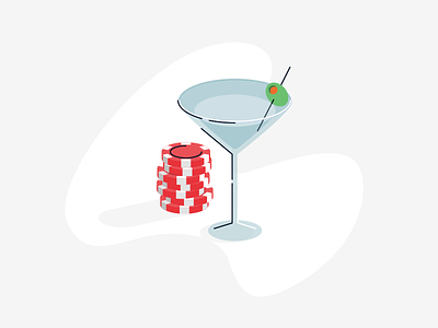 Casino bond casino chips drink gamble glass illustration martini vector