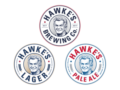 Hawke's range beer branding brewery lager lettering logo packaging pale ale vintage