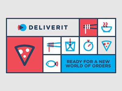 Deliverit app branding deliver fish food icon logo noodles pizza takeaway