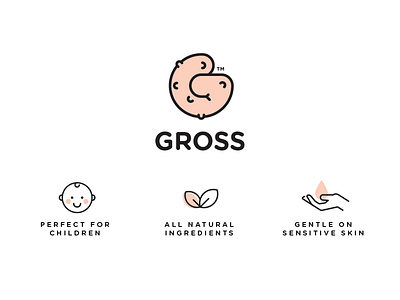 Gross Skincare blemishes branding gentle icons kids logo natural skin skincare