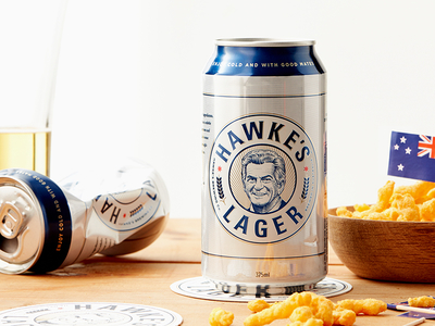 Hawke's Lager australia beer branding can identity logo packaging