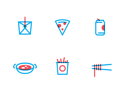 Deliverit Icons can chips curry fast food food fries icons illustration noodles pizza soda takeaway