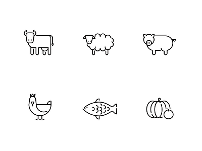 Sprinkle Icons animals beef chicken cow fish icons lamb pig pork sheep vegetables