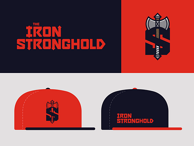 Iron Stronghold gym branding axe brand identity branding castle gym iron lettering logo medieval strong