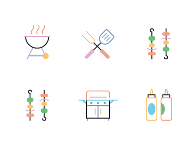 Sprinkle BBQ Icons bbq flat food grill icons illustration vector