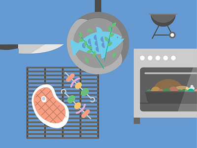 Sprinkle Infographics bbq cooking fish flat food illustration knife meat spices vector