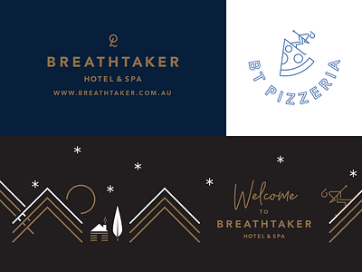 Breathtaker Signage hotel icons logo mountains pizza signage ski snow spa vintage winter