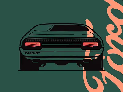 XA 351 GT 70s automotive booty car drag racing ford illustration muscle car vector vintage