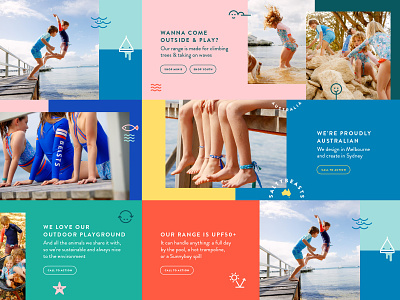 Salty Web beach branding colour palette fun icons kids salty sea sun swimsuit swimwear typography web banners web design